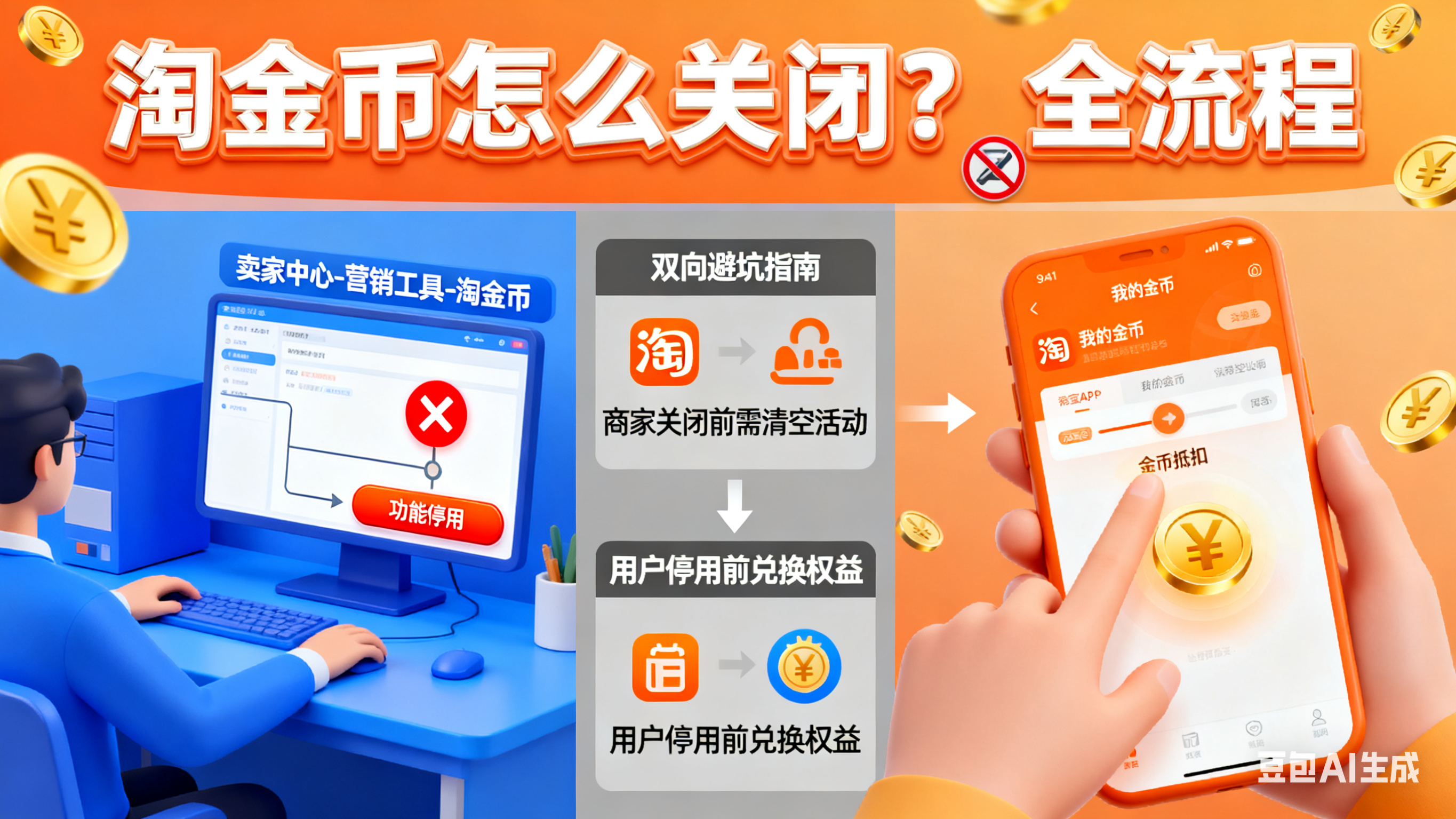 淘金币怎么关闭?商家功能 + 用户抵扣全流程,避坑指南附
