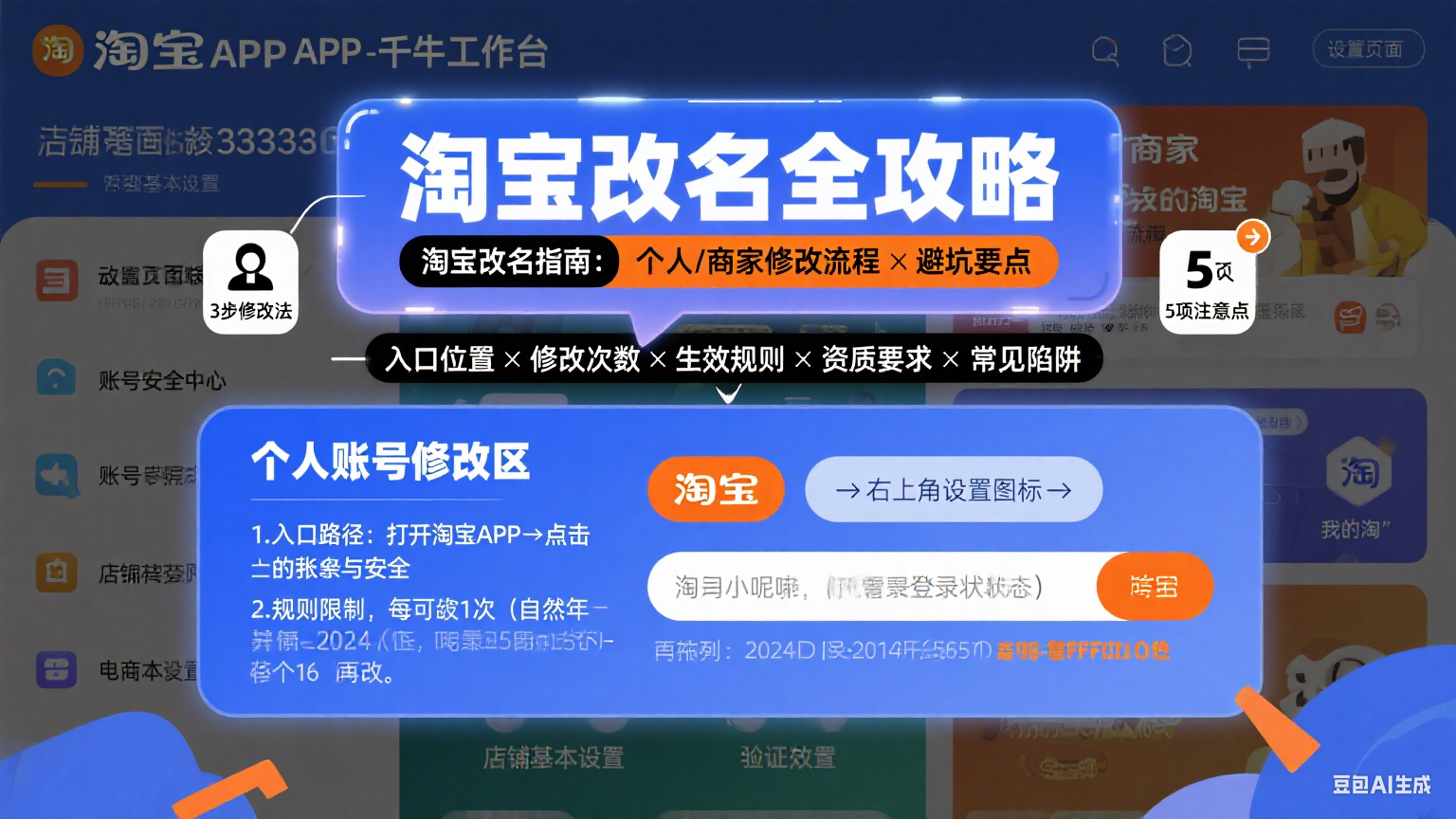 淘宝名字怎么改?个人 / 商家账号修改流程 + 避坑指南