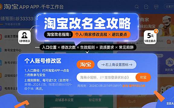 淘宝名字怎么改?个人 / 商家账号修改流程 + 避坑指南