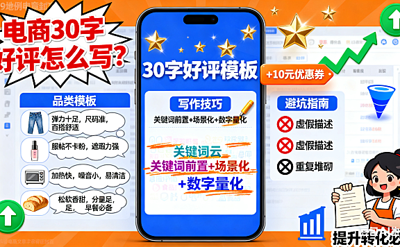 电商 30 字好评怎么写？品类模板 + 技巧 + 避坑指南，提升转化必看