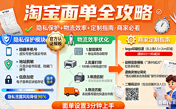 淘宝面单怎么弄？隐私保护 + 物流效率 + 定制指南，商家必看