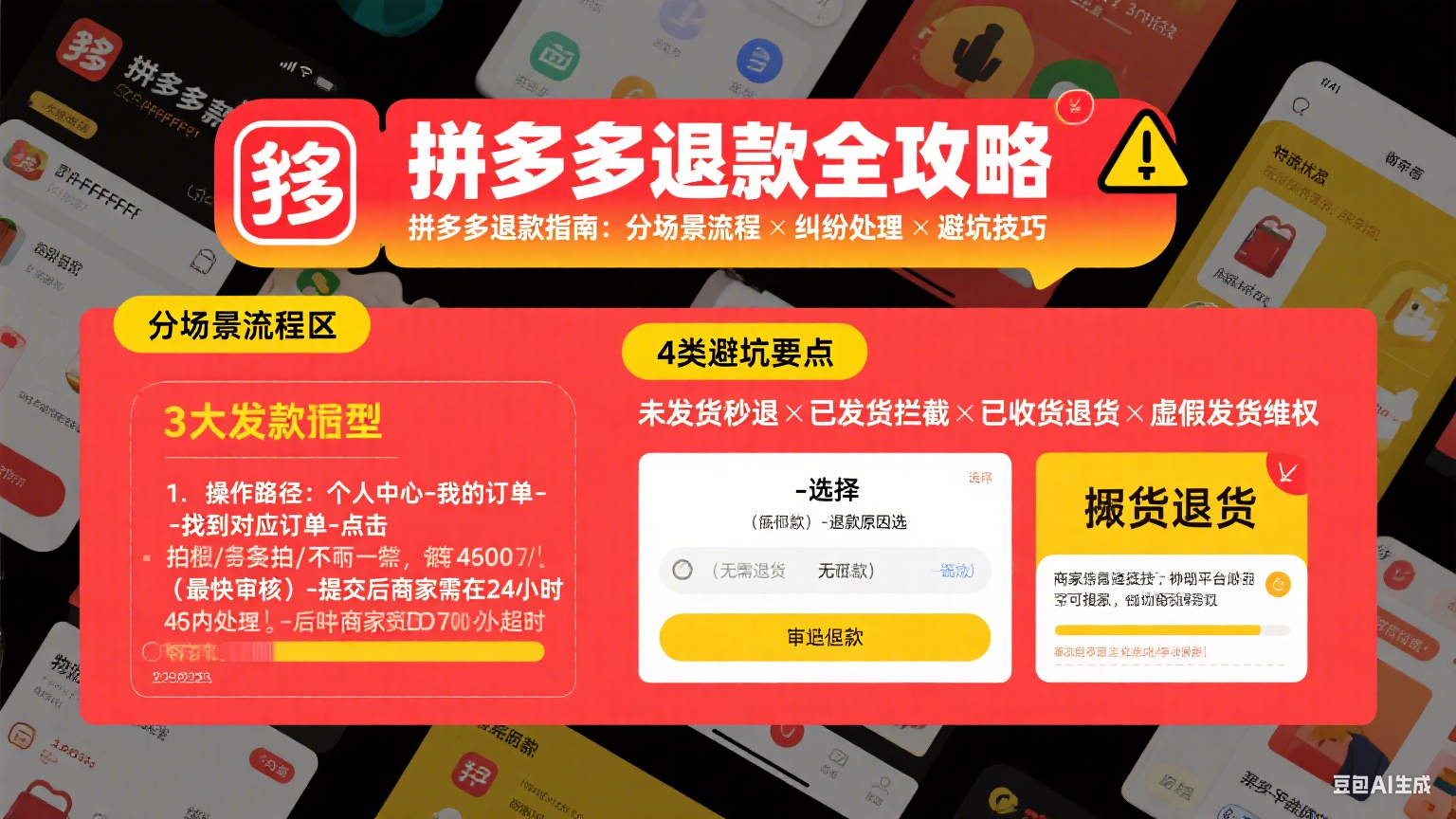 拼多多怎样申请退款?分场景流程 + 纠纷处理 + 避坑指南