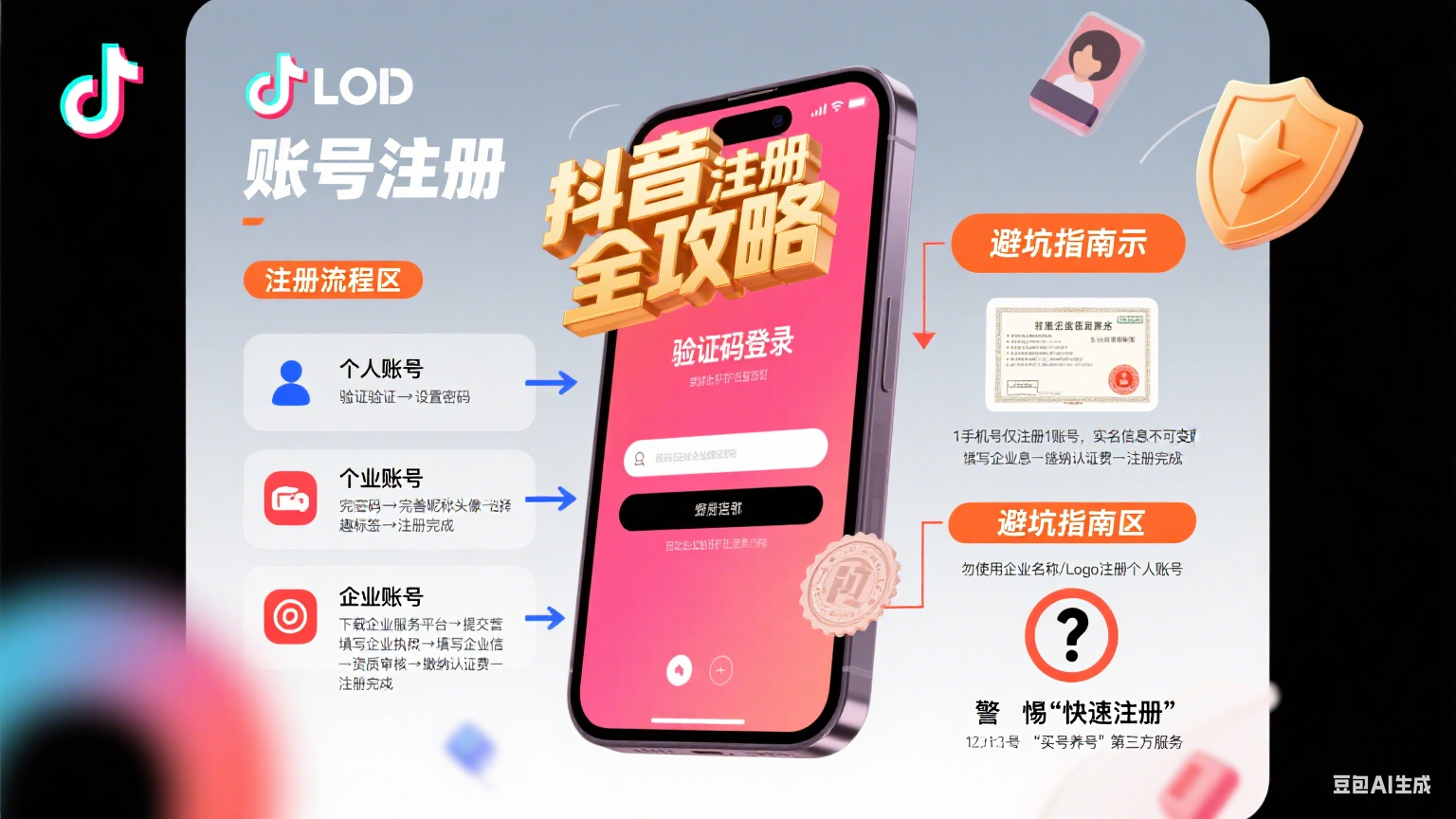 抖音号怎么注册?个人 / 企业流程 + 避坑全指南