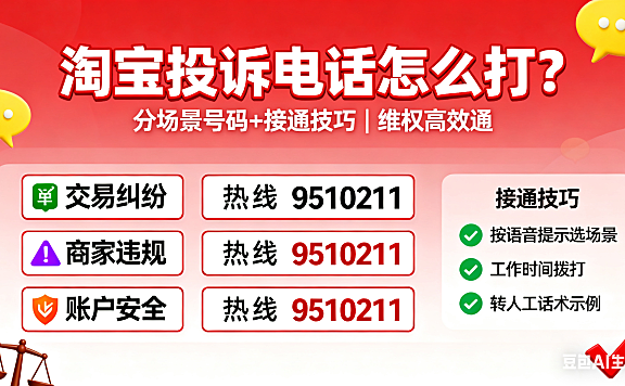淘宝平台投诉电话怎么打?分场景号码 + 接通技巧,维权高效通