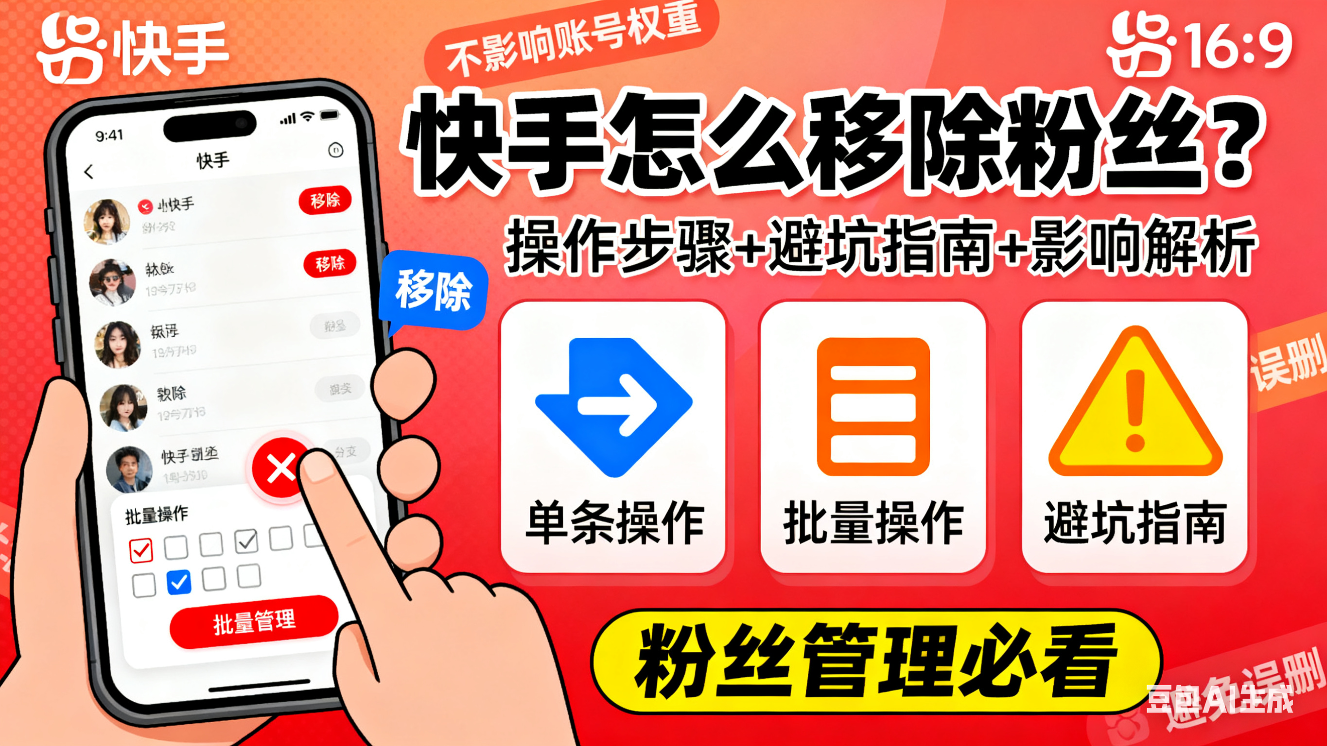 快手怎么移除粉丝?单条 / 批量操作 + 避坑指南,移除后影响解析