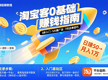 淘宝客怎么学？从 0 到 1 赚佣金的实操指南