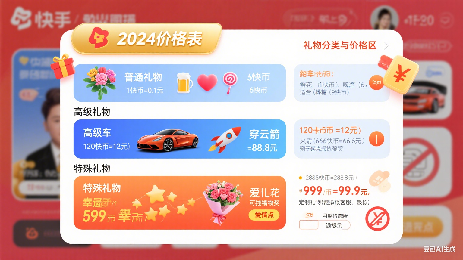 快手礼物价格表 2024 最新版:分类 + 换算 + 避坑指南,看完不花冤枉钱