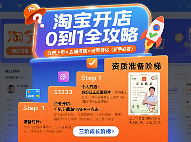 淘宝开店怎么从 0 到 1？资质 + 搭建 + 破零全攻略（新手必看）