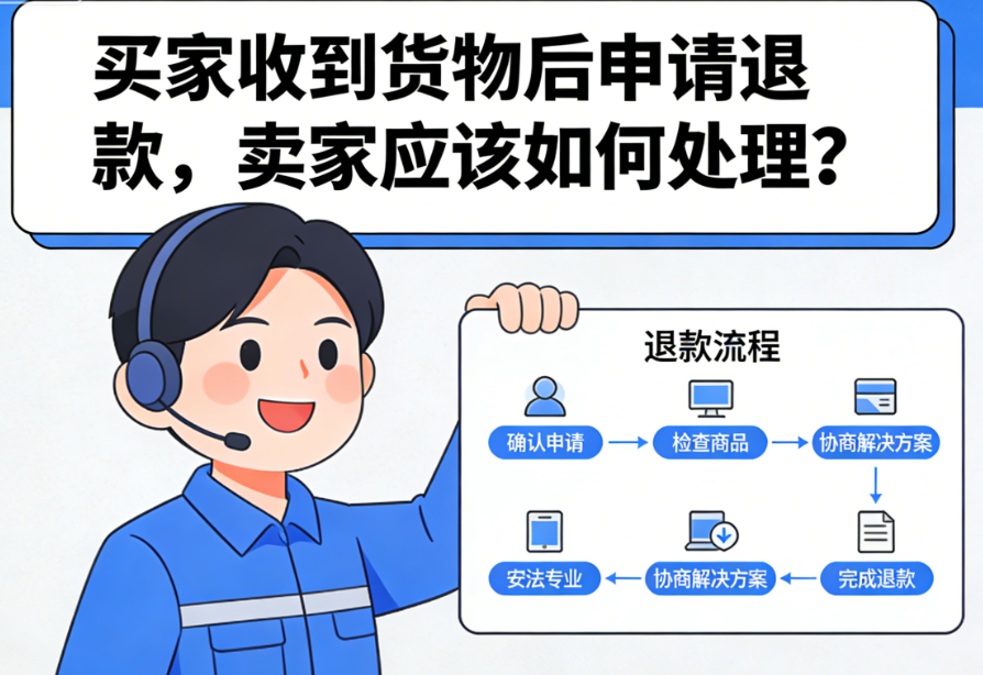 买家收到货物后申请退款，卖家应该如何处理？