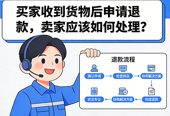 买家收到货物后申请退款，卖家应该如何处理？