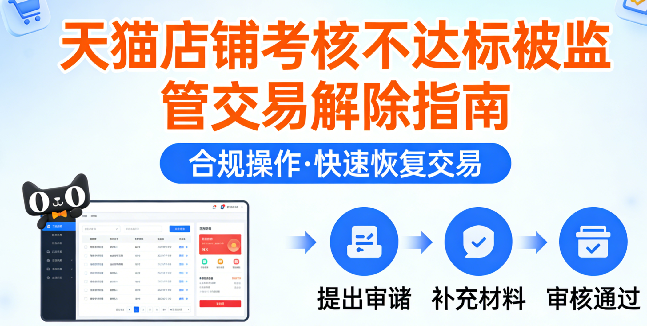 天猫店铺考核不达标被监管交易怎么解除?