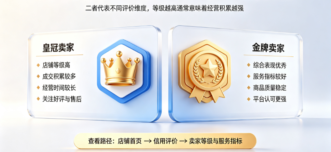 淘宝皇冠卖家和金牌卖家哪个好?怎么看店铺等级?