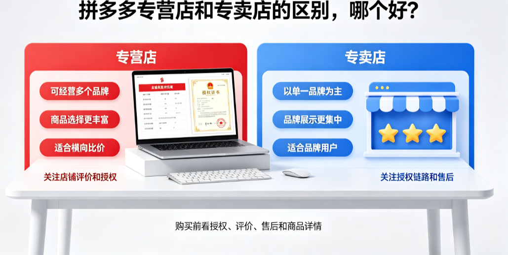 拼多多专营店和专卖店的区别,哪个好?