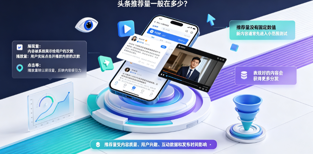 今日头条展现量和播放量的区别是什么?头条推荐量一般在多少?