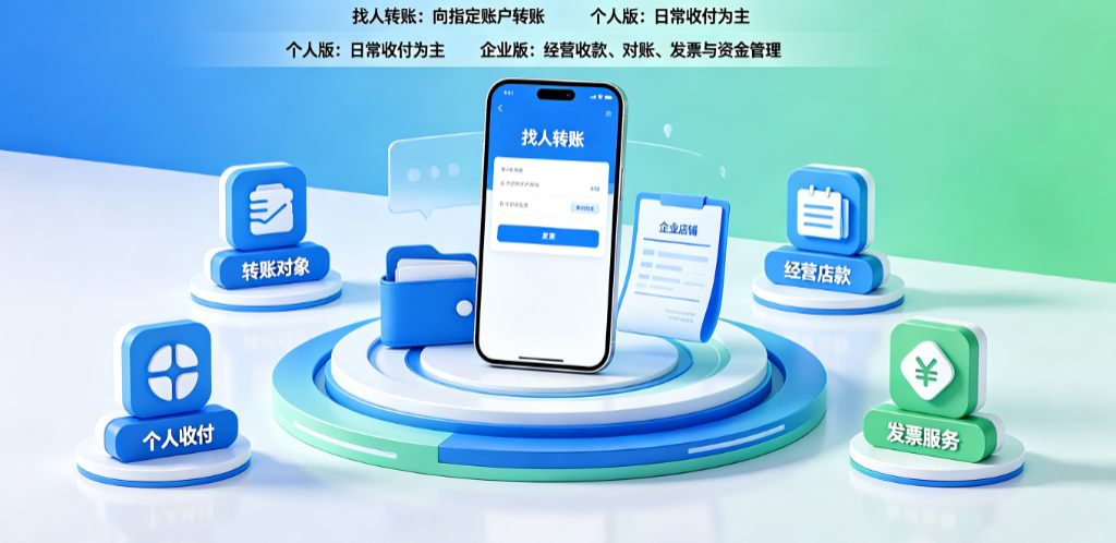 支付宝找人转账是什么意思?企业版和个人版的区别