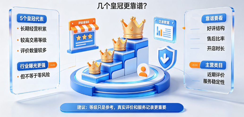 淘宝5个皇冠是什么概念?几个皇冠靠谱?