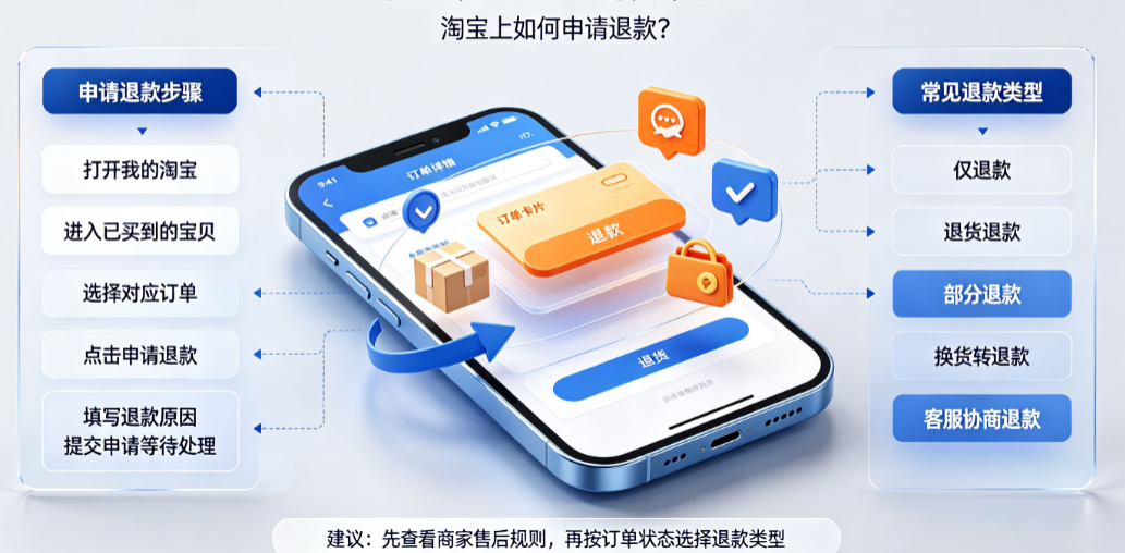 淘宝办理退款流程,淘宝上如何申请退款?