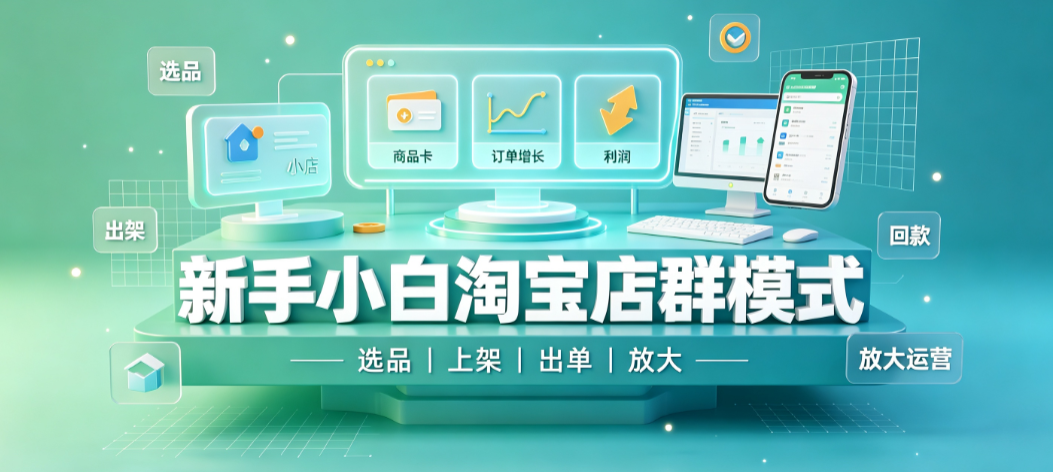 新手小白可以操作的淘宝店群模式,轻松月入过万!