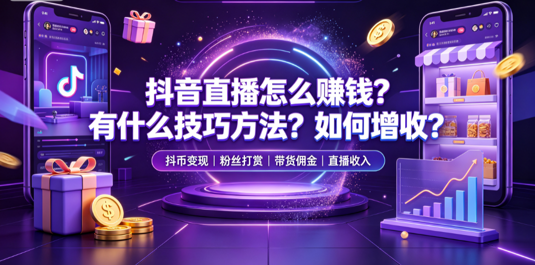 抖音直播怎么赚钱？有什么技巧方法？如何增收？抖币能变现吗？