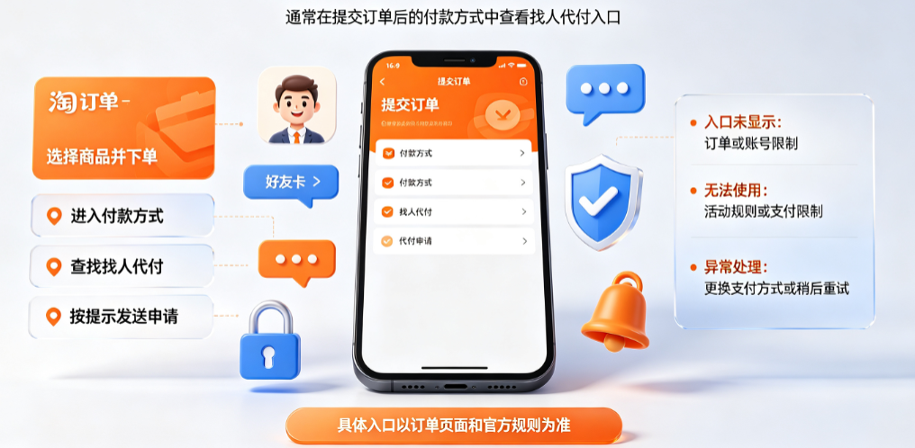 淘宝找人代付在哪里设置?为啥不能代付了?