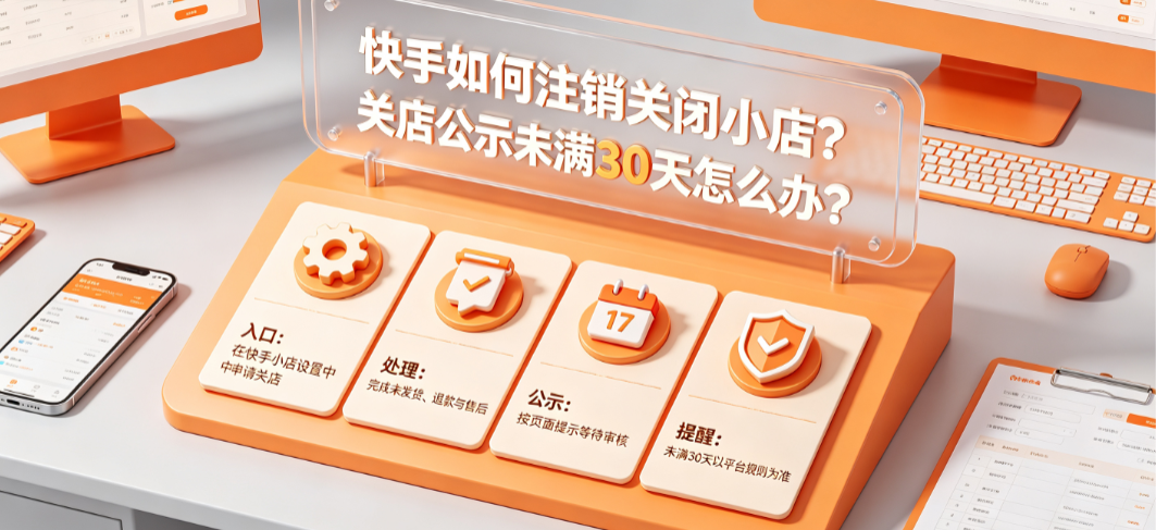 快手如何注销关闭小店关店公示未满30天怎么办？全指南