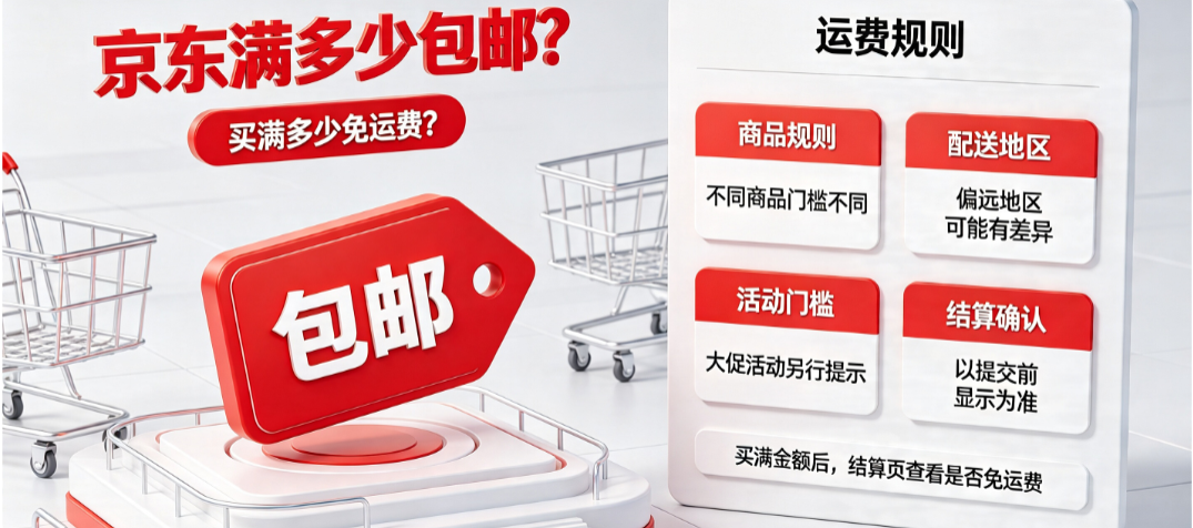 京东满多少包邮?买满多少免运费?