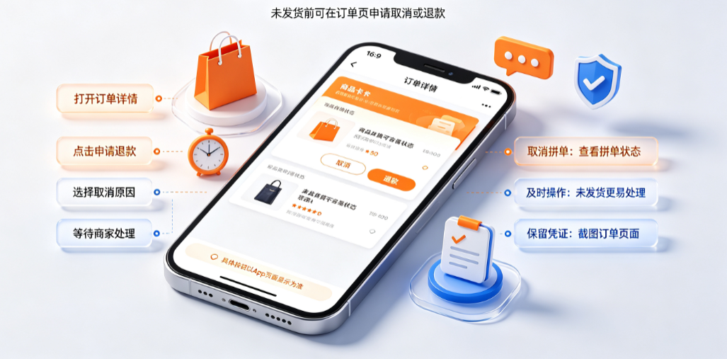 拼多多刚下单不想要了怎么退?怎么取消自己发起的拼单?