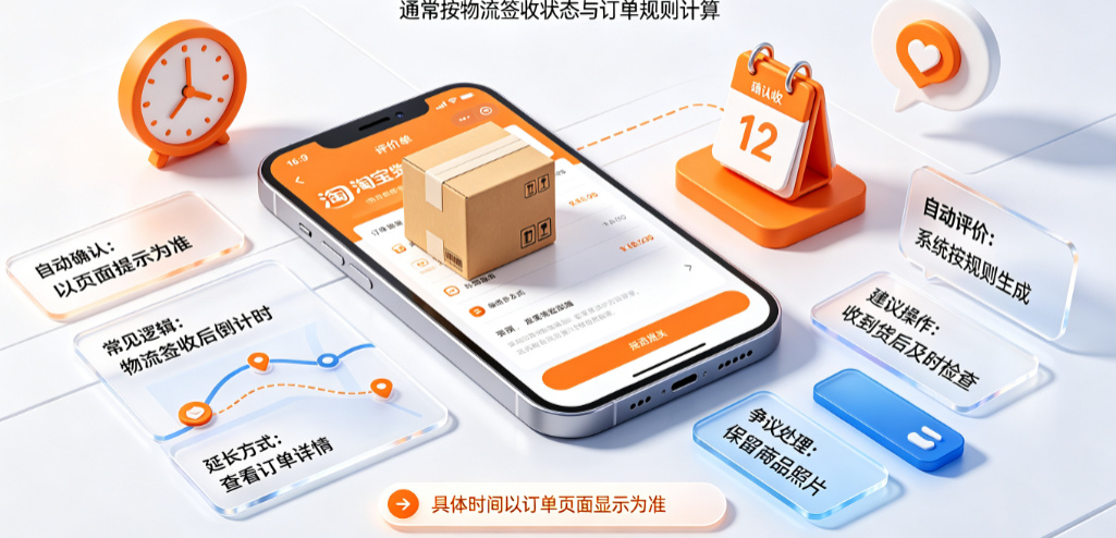 淘宝收货后多久自动确认收货?几天自动评价?