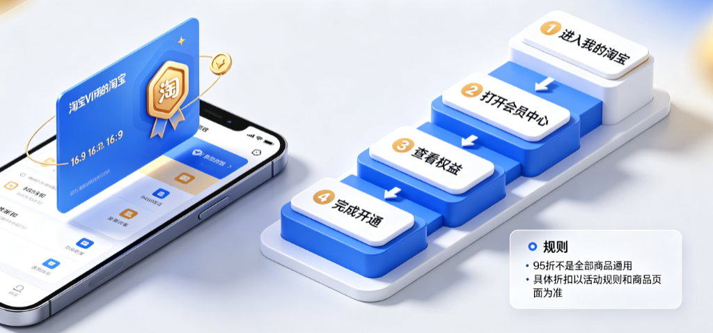 淘宝vip是所有商品95折吗?怎么开通? 