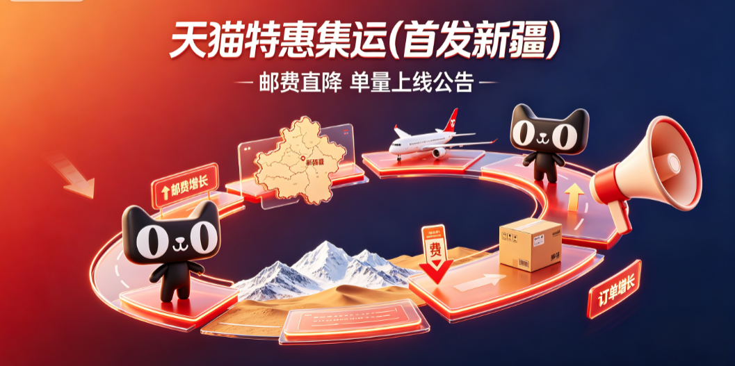 天猫特惠集运(首发新疆)、邮费直降、单量上线公告