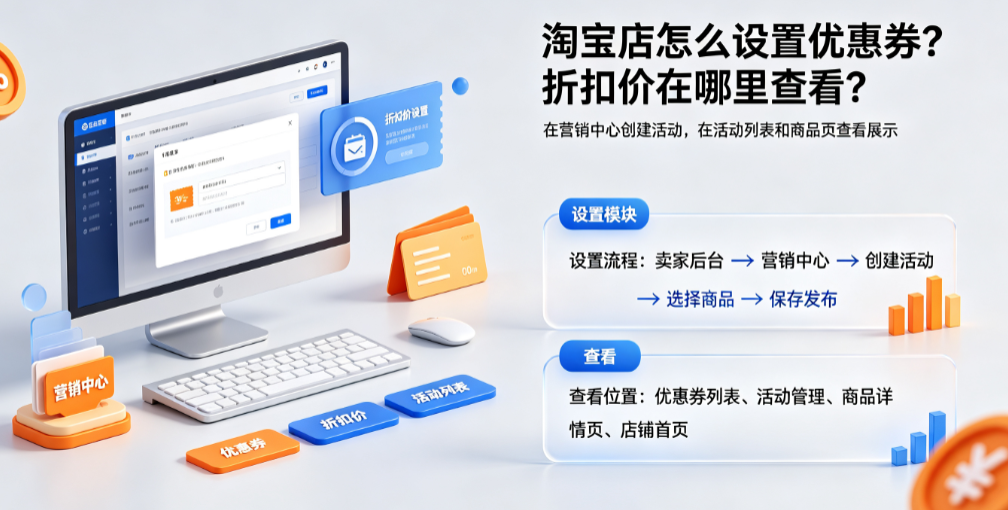 淘宝店怎么设置优惠券和折扣价?设置的优惠券在哪里查看?