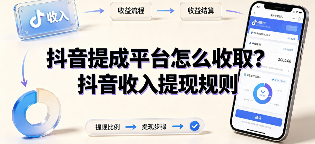 抖音提成平台怎么收取?抖音收入提现规则全解析