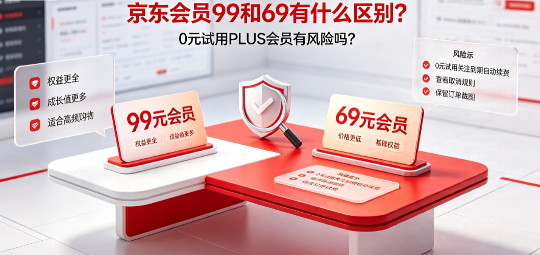 京东会员99和69有什么区别?0元试用plus会员有风险吗?