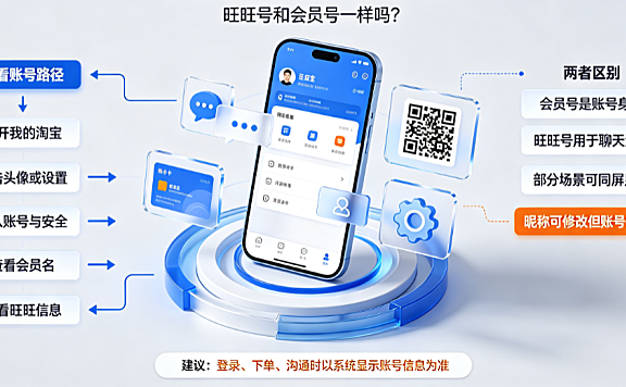 淘宝账号在哪里看?旺旺号和会员号一样吗?查看路径与标识解析