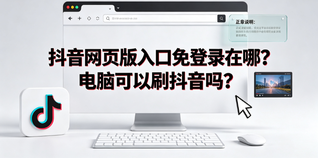抖音网页版入口免登录在哪?电脑可以刷抖音吗?