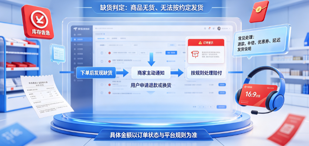 京东对于缺货情况的赔付规则是什么?缺货怎么判定?