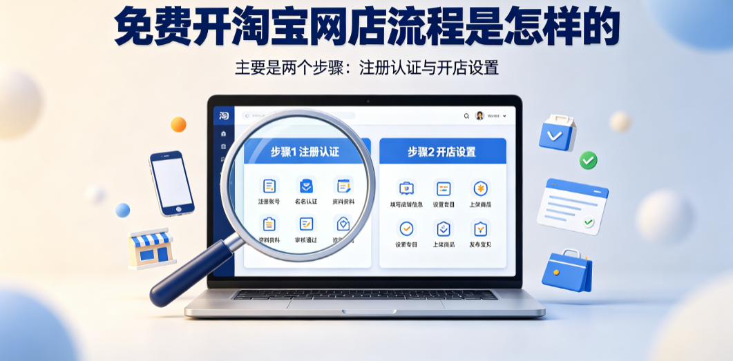 免费开淘宝网店流程是怎样的?主要是两个步骤