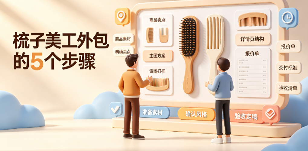梳子美工外包怎么做的图片？