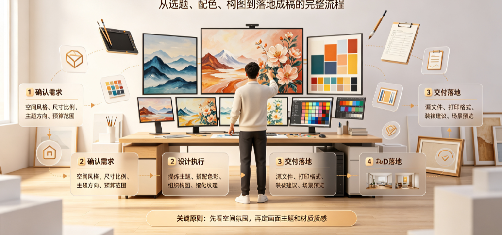 美工外包装饰画怎么画？