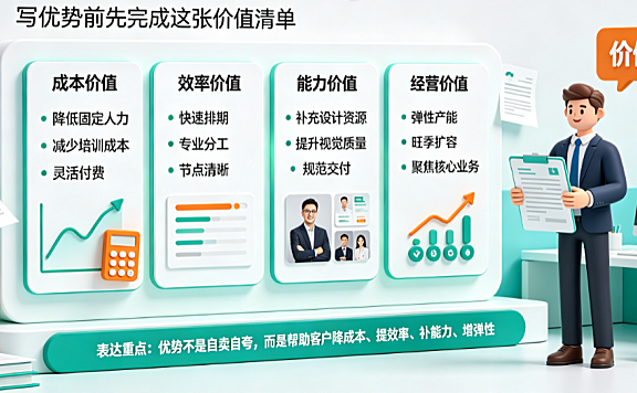 美工外包优势怎么写？高转化文案与逻辑框架